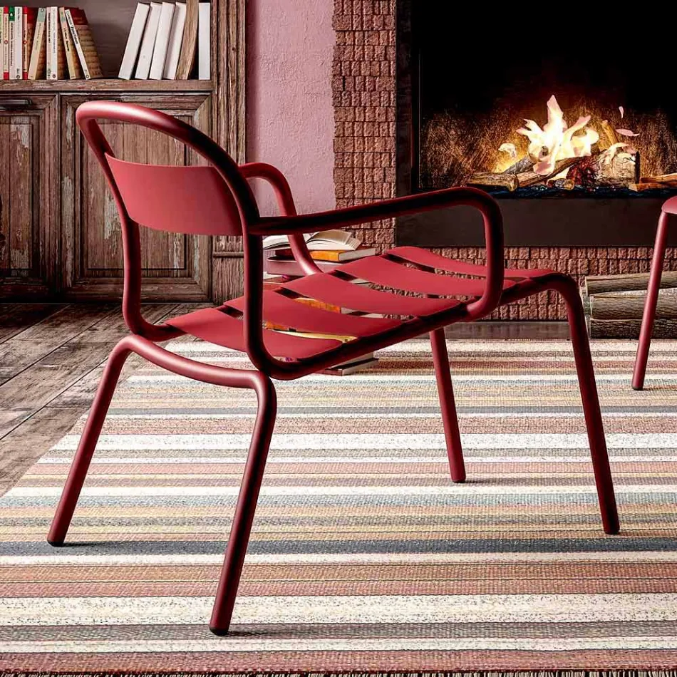 Stapelbarer Aluminiumstuhl im Freien Hergestellt in Italien, 2 Stück - Shyla Viadurini