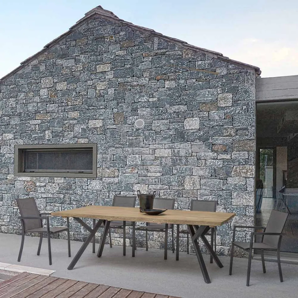 Stapelbarer Outdoor-Stuhl aus lackiertem Aluminium, Homemotion, 4 Stück – Vicki Viadurini