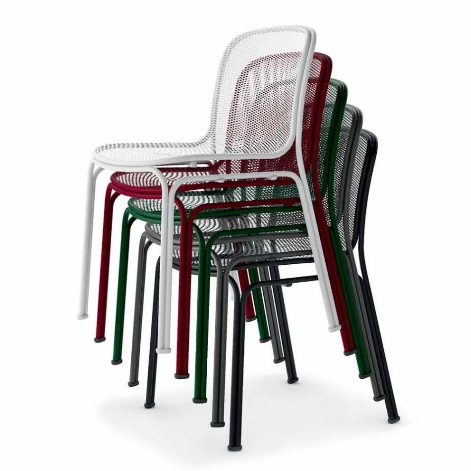 Stapelbarer Metallstuhl im Freien Hergestellt in Italien, 4 Stück - Prunella Viadurini