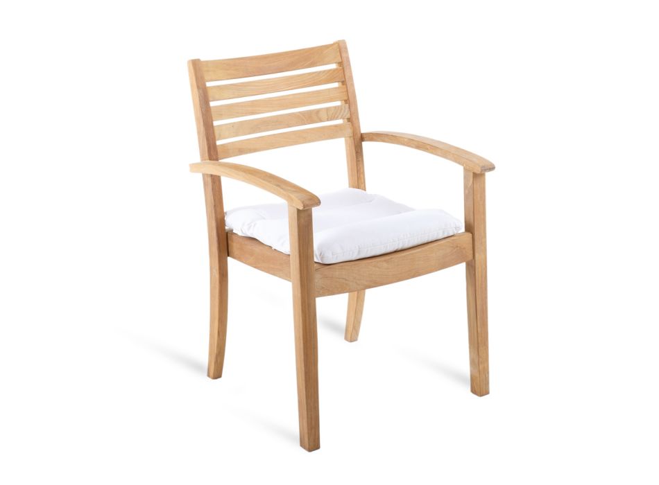 Stapelbarer Outdoor-Stuhl aus Teakholz, hergestellt in Italien – Sleepy Viadurini