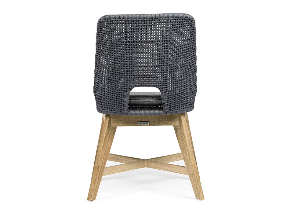 Outdoor Stuhl aus Seil und Stoff mit Homemotion Teak Base, 2 Stück - Lesya