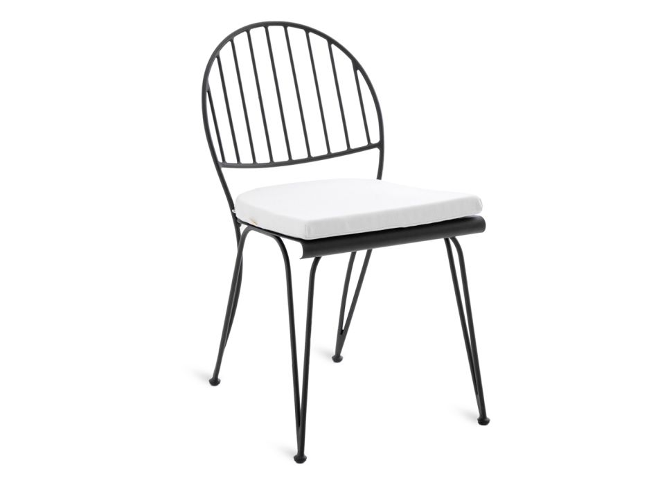 Outdoor-Stuhl aus pulverbeschichtetem Schmiedeeisen Made in Italy - Tananai Viadurini