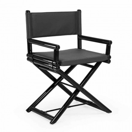Outdoor-Stuhl aus Naturholz oder schwarzem und wiederverschließbarem Designstoff - Suzana Viadurini