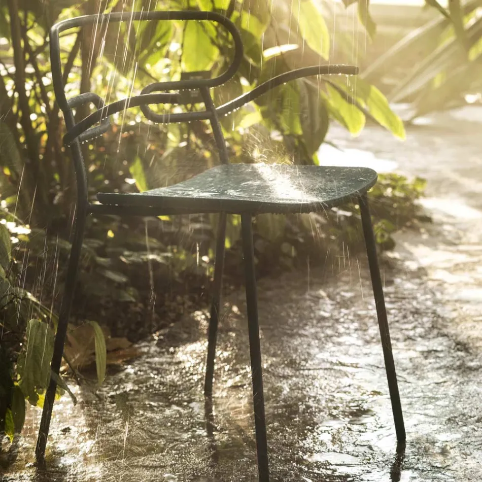 Outdoor-Stuhl aus Metall und Polyurethan, hergestellt in Italien, 2 Stück – Trosa Viadurini