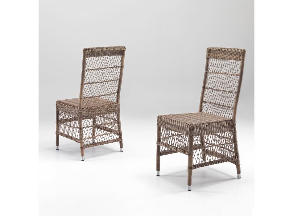 Outdoor-Stuhl aus Polyrattan mit optionalem Kissen - Gigi Viadurini