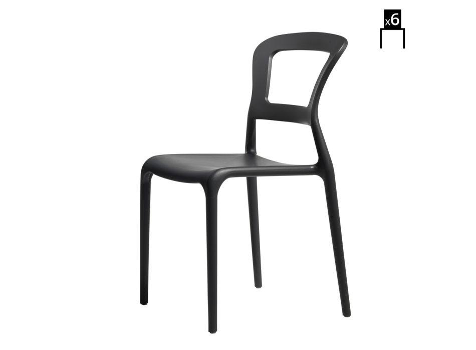 Outdoor-Stuhl aus Technopolymer Made in Italy 6-teilig - Piperita Viadurini