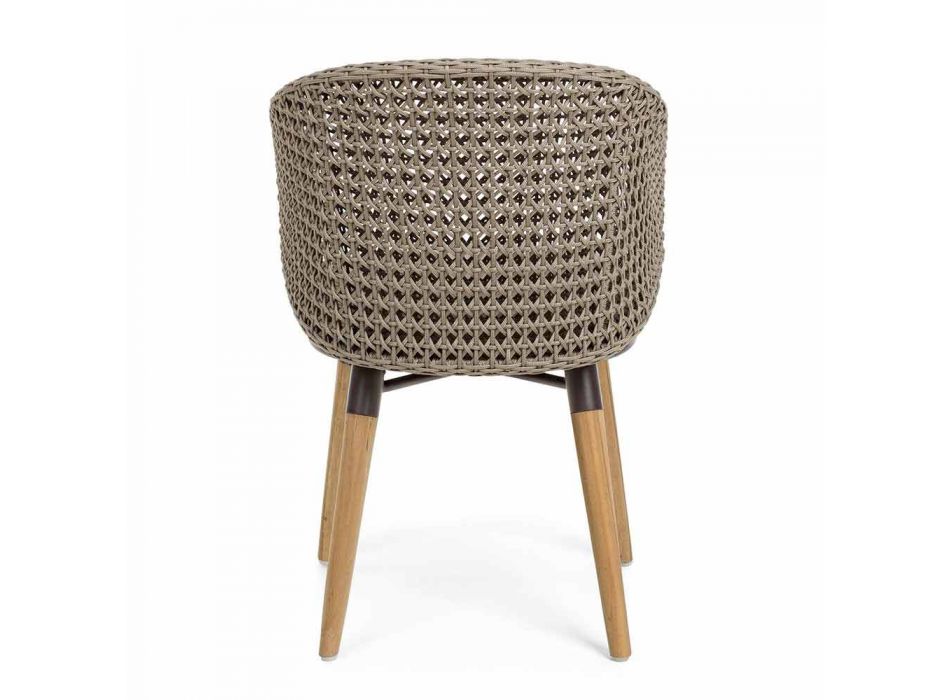 Tortora Outdoor Stuhl aus Holz, Aluminium und Homemotion Stoff - Luana Viadurini