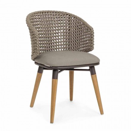 Tortora Outdoor Stuhl aus Holz, Aluminium und Homemotion Stoff - Luana Viadurini