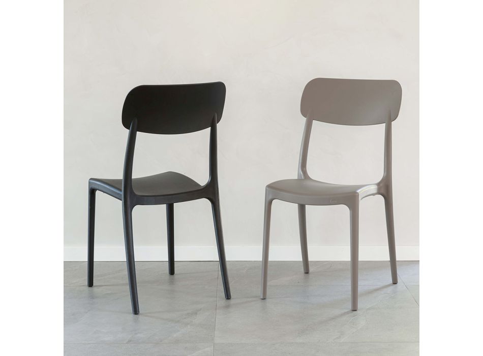 Stapelbarer Stuhl für den Innen- und Außenbereich aus Polypropylen in verschiedenen Farben - Garima Viadurini