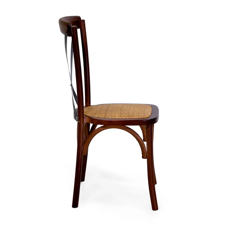 Stapelbarer Innenstuhl aus Eichenholz und Rattansitz - Barriera Viadurini