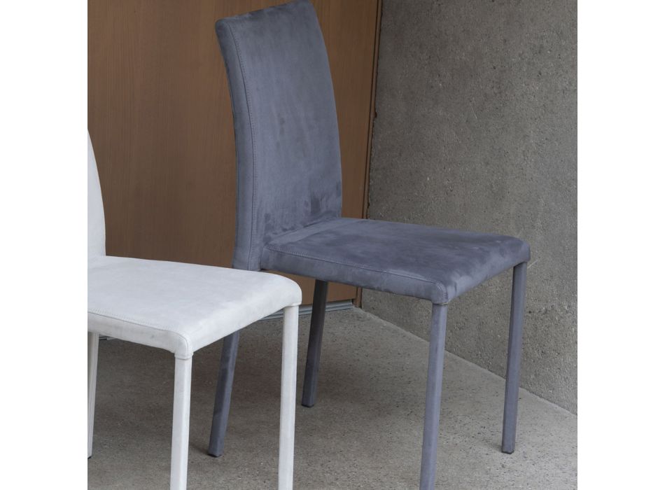 Esszimmerstuhl aus Metall mit farbigem Econabuk bezogen, 4 Stück - Anita Viadurini