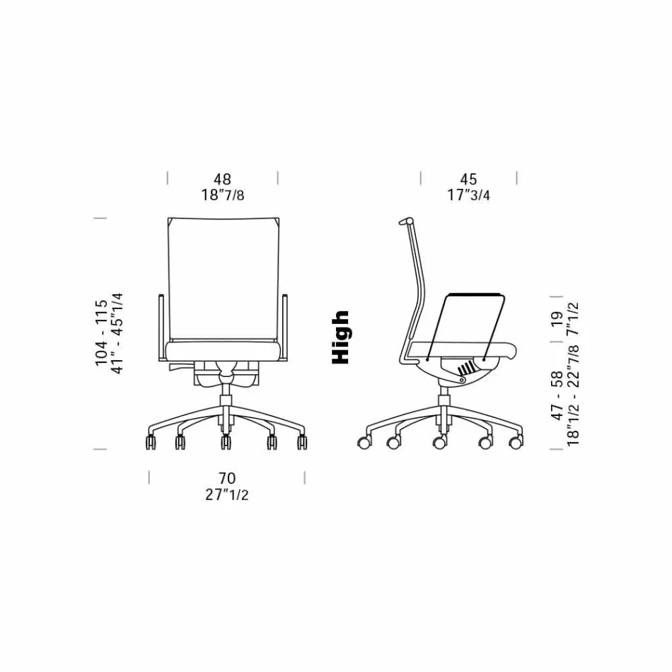 Ergonomischer Bürodrehstuhl mit Rollen und Armlehnen - Gimiglia Viadurini