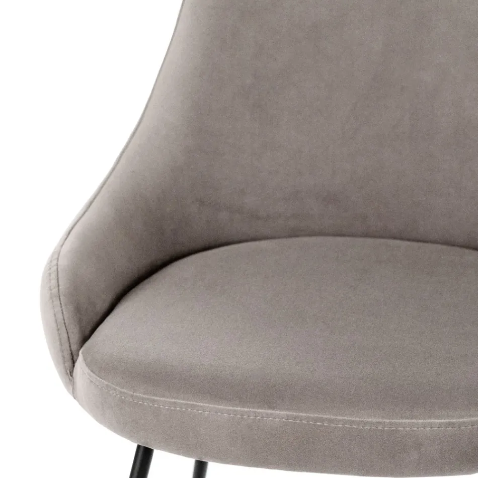 Wohnzimmerstuhl mit Sitz aus Mikrofaserstoff in verschiedenen Farben – Sandelholz Viadurini