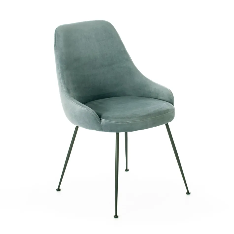 Wohnzimmerstuhl mit Sitz aus Mikrofaserstoff in verschiedenen Farben – Sandelholz Viadurini