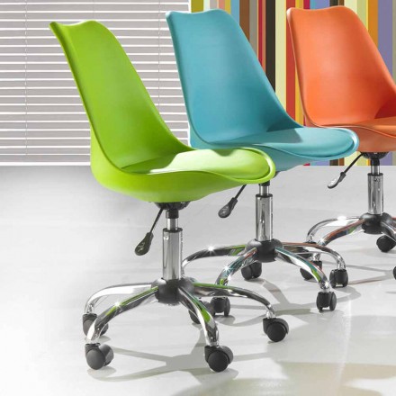 Bürostuhl mit Gasfeder aus farbigem Polypropylen und Metall - Loredana Viadurini
