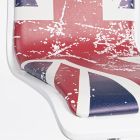 Drehbarer Bürostuhl aus Stahl und Kunstleder mit Flaggenprint - Lollo Viadurini