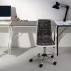 Drehbarer Bürostuhl aus Stahl und Kunstleder mit Tafelaufdruck - Lollo Viadurini