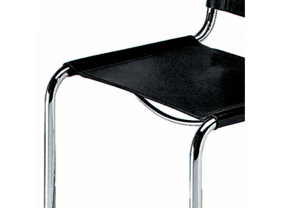 Bürostuhl aus Leder mit Gestell aus verchromtem Stahl Made in Italy - Elite Viadurini