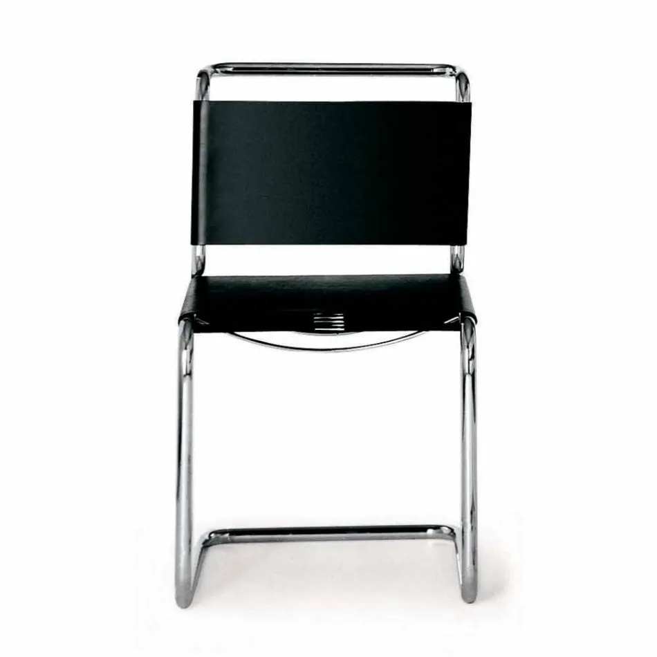 Bürostuhl aus Leder mit Gestell aus verchromtem Stahl Made in Italy - Elite Viadurini