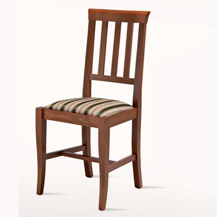Stuhl im klassischen Design aus Holz und Sitz aus Stoff Made in Italy - Dorina Viadurini
