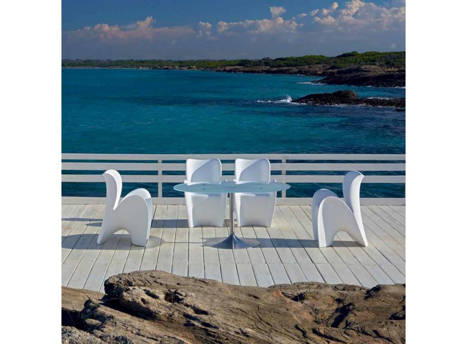 Design Stuhl für drinnen oder draußen aus farbigem Kunststoff 2 Stück - Lily von Myyour Viadurini
