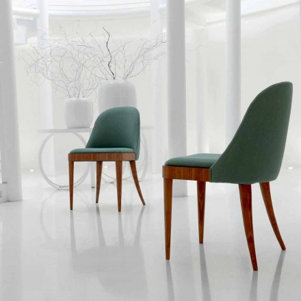 Gepolsterter Design Stuhl aus massivem Canaletto Nussbaum und Calida Stoff Viadurini