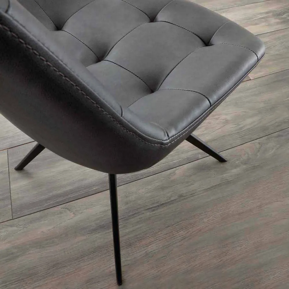 Gepolsterter gesteppter Designstuhl aus Stoff oder Öko-Nabuk Venezia Viadurini