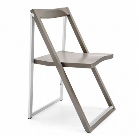Klappbarer Designstuhl aus Aluminium und Buchenholz Made in Italy - Skip Viadurini