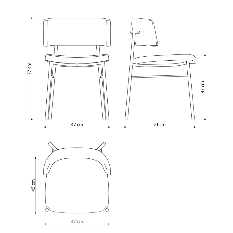 Luxuriöser Stoffstuhl mit Metallgestell, hergestellt in Italien, 2 Stück – Alaska Viadurini