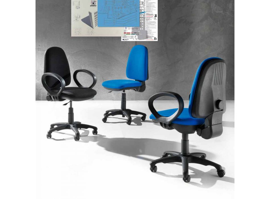 Ergonomischer moderner Bürodrehstuhl aus Kunstleder oder Stoff - Calogera Viadurini
