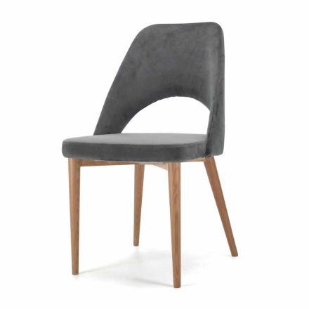 Gepolsterter Stuhl mit Untergestell aus Eschenholz, hergestellt in Italien – Lorenza Viadurini
