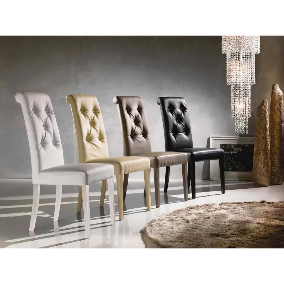 Gepolsterter Design-Stuhl, mit Capitonnè-Verarbeitung - Diana Viadurini