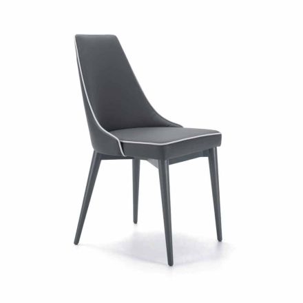 Gepolsterter Stahlstuhl und Kunstledersitz mit weißem Rand – Nirvana Viadurini