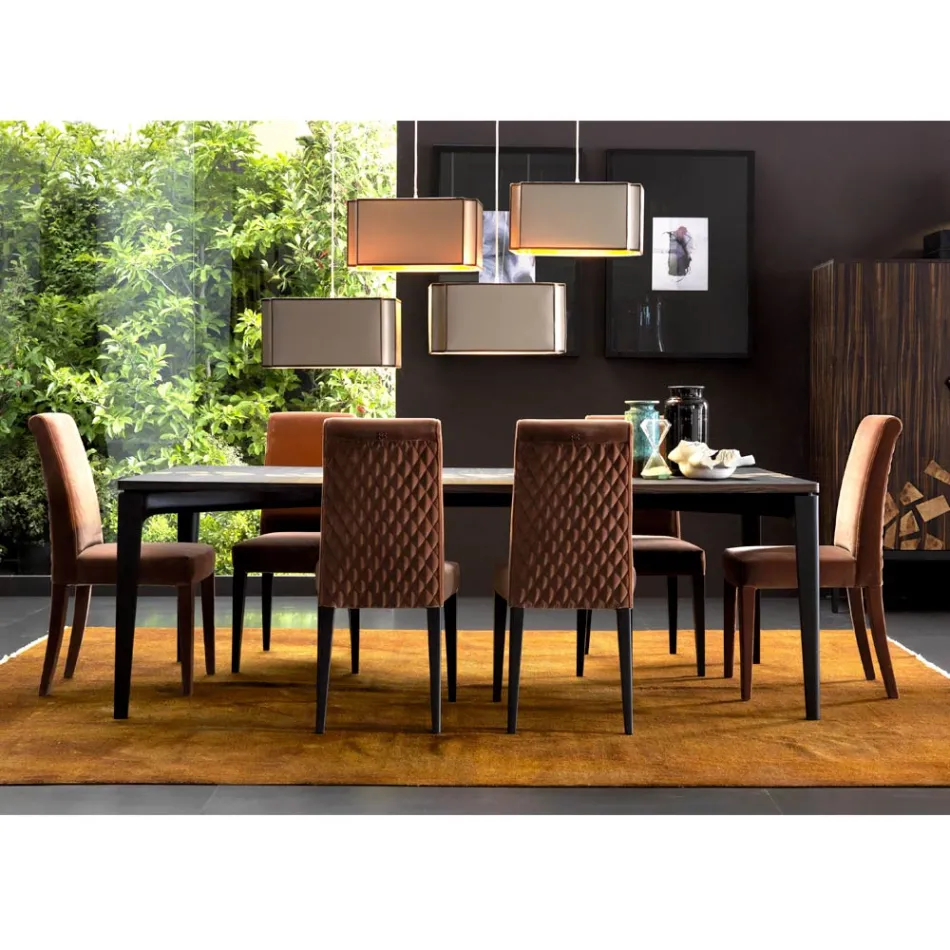 Polsterstuhl living aus Massivholz Grilli Zarafa in Italien hergestellt, 2 Stücke Viadurini