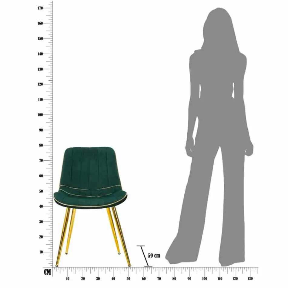 Gepolsterter Design Esszimmerstuhl aus Holz und Stoff, 2 Stück - Kolly Viadurini