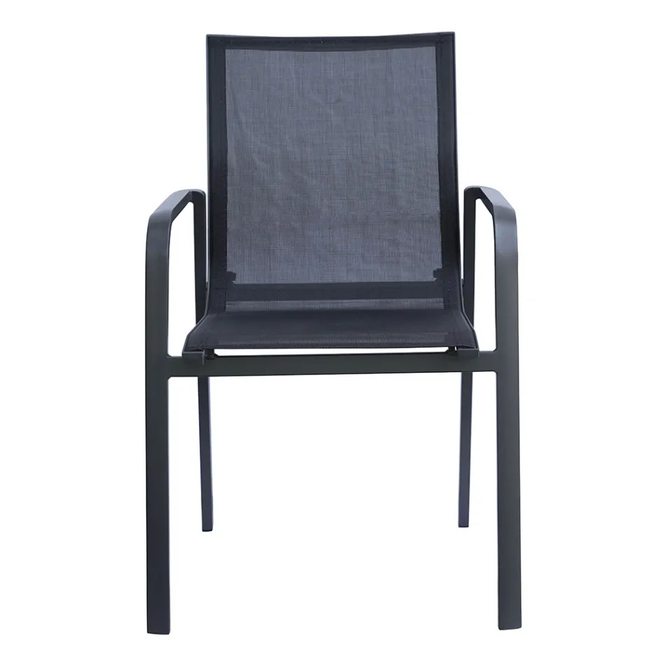 Stapelbarer Stuhl mit Aluminium und weißen oder grauen Textilene Armlehnen - Greenstyle Viadurini