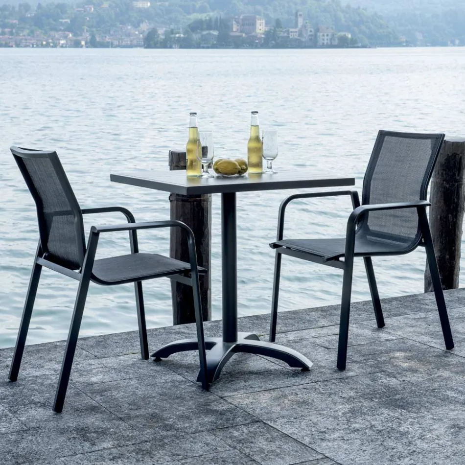 Stapelbarer Stuhl mit Aluminium und weißen oder grauen Textilene Armlehnen - Greenstyle Viadurini