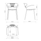 Stapelbarer Stuhl mit Metallstruktur und Seil, hergestellt in Italien, 2 Stück – Trosa Viadurini
