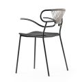 Stapelbarer Stuhl mit Metallstruktur und Seil Made in Italy, 2 Stück - Trosa
