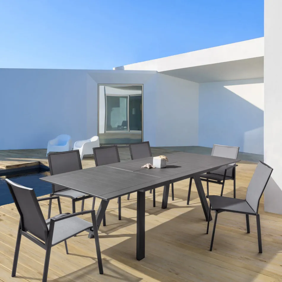 Stapelbarer Outdoor-Stuhl aus lackiertem Aluminium, Homemotion, 4 Stück – Odelia Viadurini