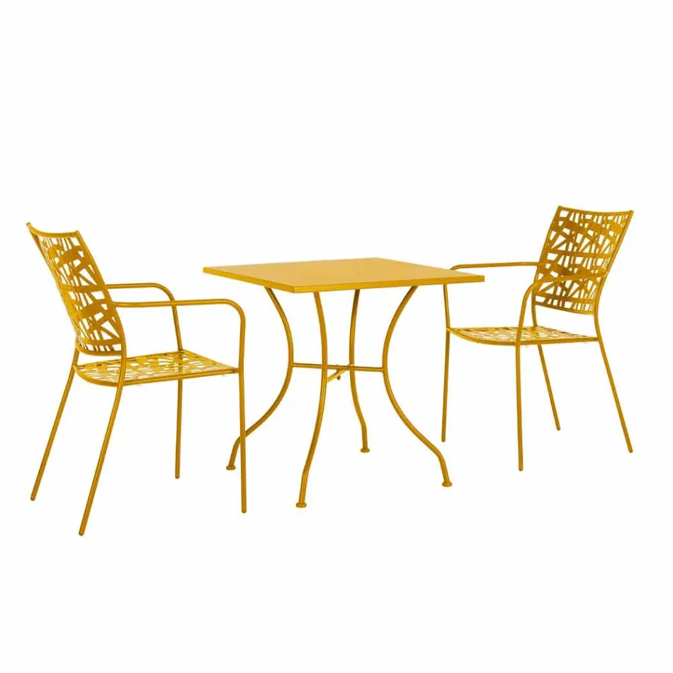 Stapelbarer Outdoor-Stuhl aus mattem Stahl, 4 Stück - Ralia Viadurini