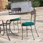 Stapelbarer Outdoor-Eisenstuhl mit Kissen Made in Italy 2 Stück - Allegra Viadurini