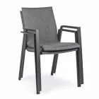 Stapelbarer Außenstuhl aus Stoff und lackiertem Aluminium, 4 Stück - Assia Viadurini