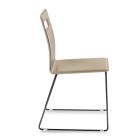 Stuhl aus taupefarbenem Leder und Kufenbeinen, hergestellt in Italien – Pallina Viadurini