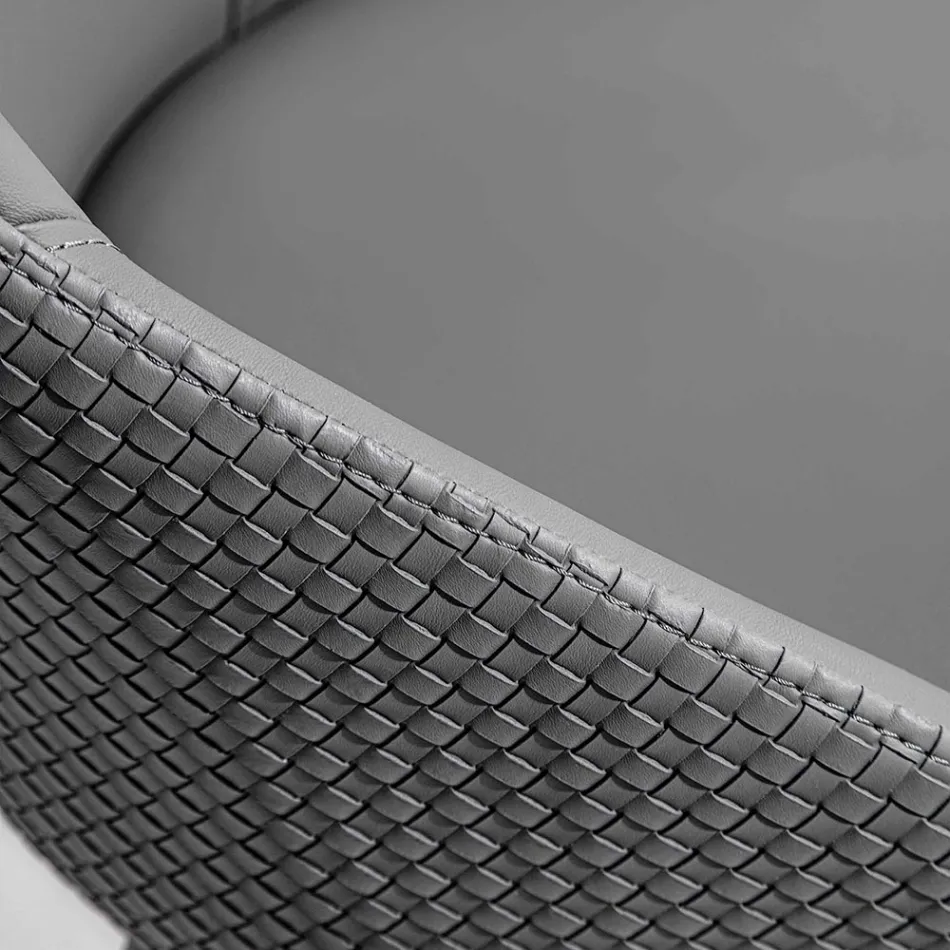 Öko-Ledersessel mit verzierter Rückenlehne und schwarzer Metallbasis, 2 Stück - Nima Viadurini