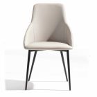 Stuhl aus Kunstleder mit verzierter Rückenlehne und schwarzem Metallgestell, 2 Stück - Nima Viadurini