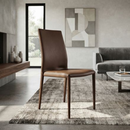 Desio moderner Design-Stuhl aus Öko-Leder für Küche oder Esszimmer Viadurini