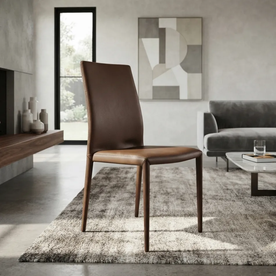 Desio moderner Design-Stuhl aus Öko-Leder für Küche oder Esszimmer Viadurini