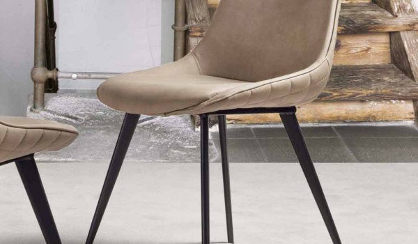 Stuhl aus Metallstruktur und Sitzfläche aus Kunstleder - Ermes