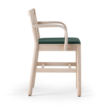 Stuhl aus massiver Buche mit Armlehnen und gepolstertem Sitz, hergestellt in Italien – Nora Viadurini